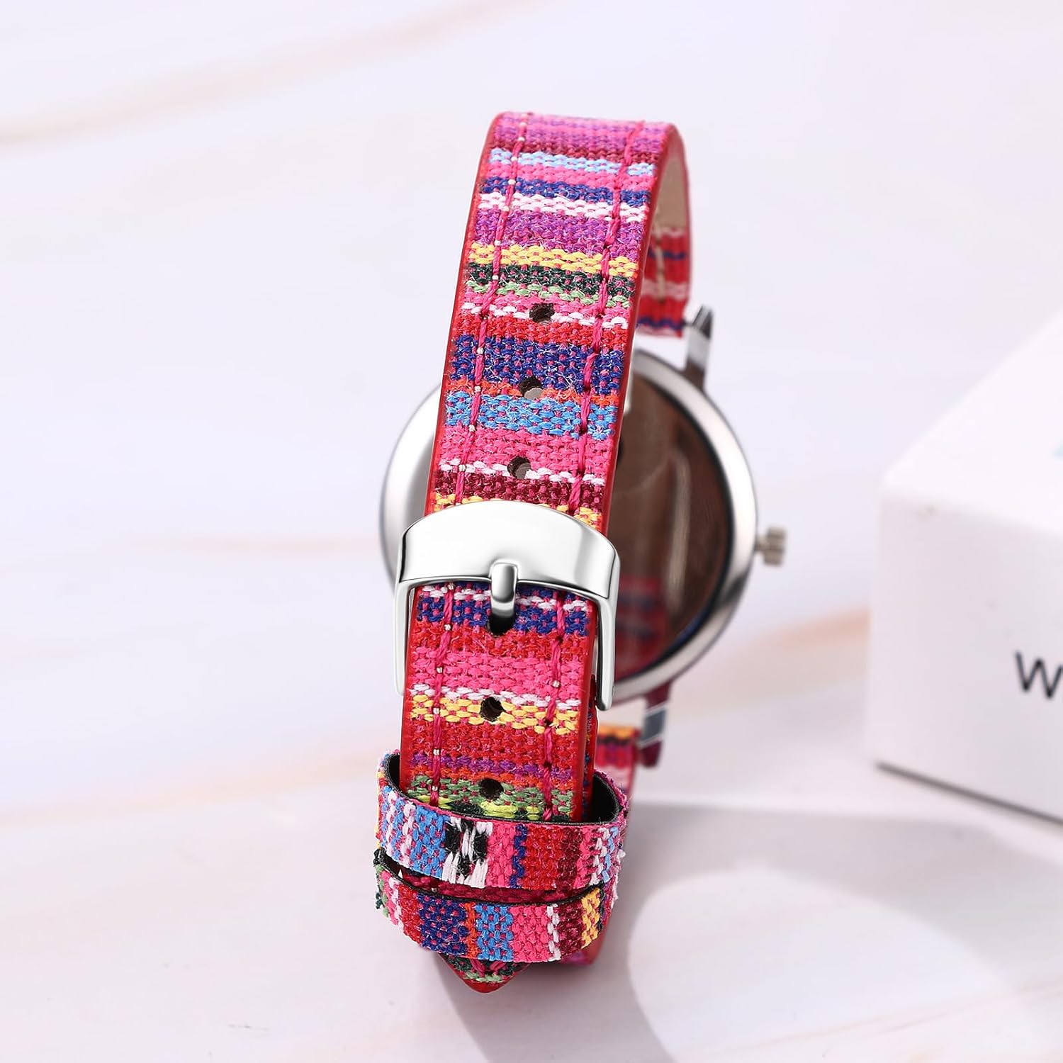 Thumbnail 2 de OIDEA Damen Armbanduhr Boho Hippie mit Leder- und Stoffarmband, analoger Quarz-Uhr