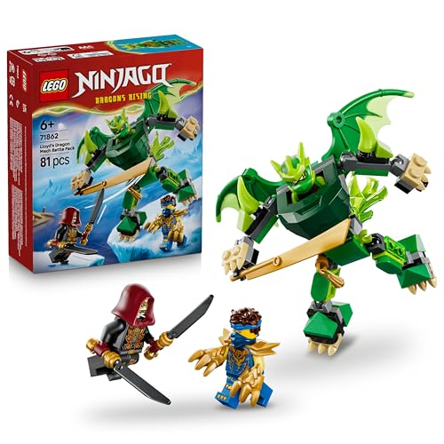 Detalle de LEGO Ninjago Pack de Combate: Meca Dragón de Lloyd (71862) – Figura articulada, 3 minifiguras y armas para jugar y decorar