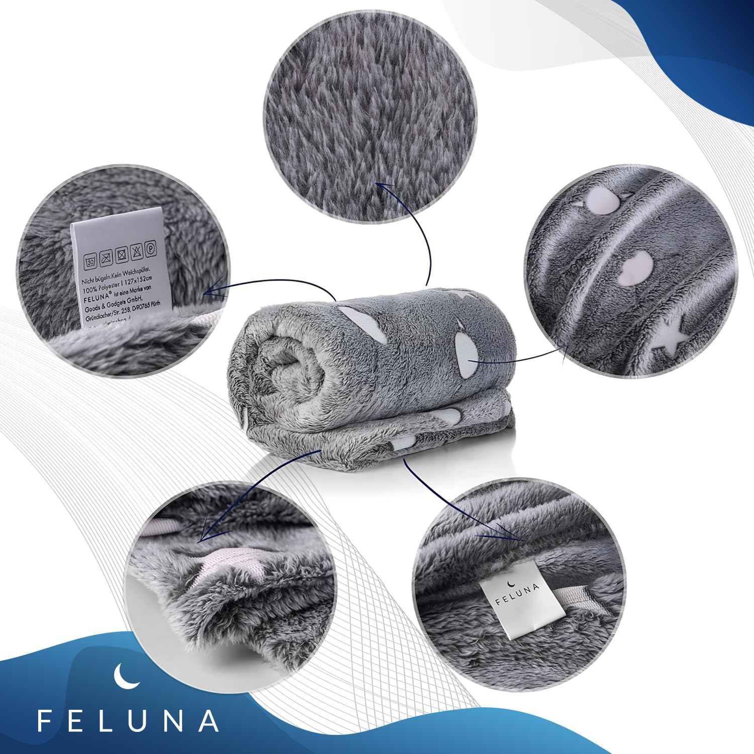 Detalle de Feluna Glow-in-the-Dark Plush Blanket for Kids & Adults, Coral Fleece