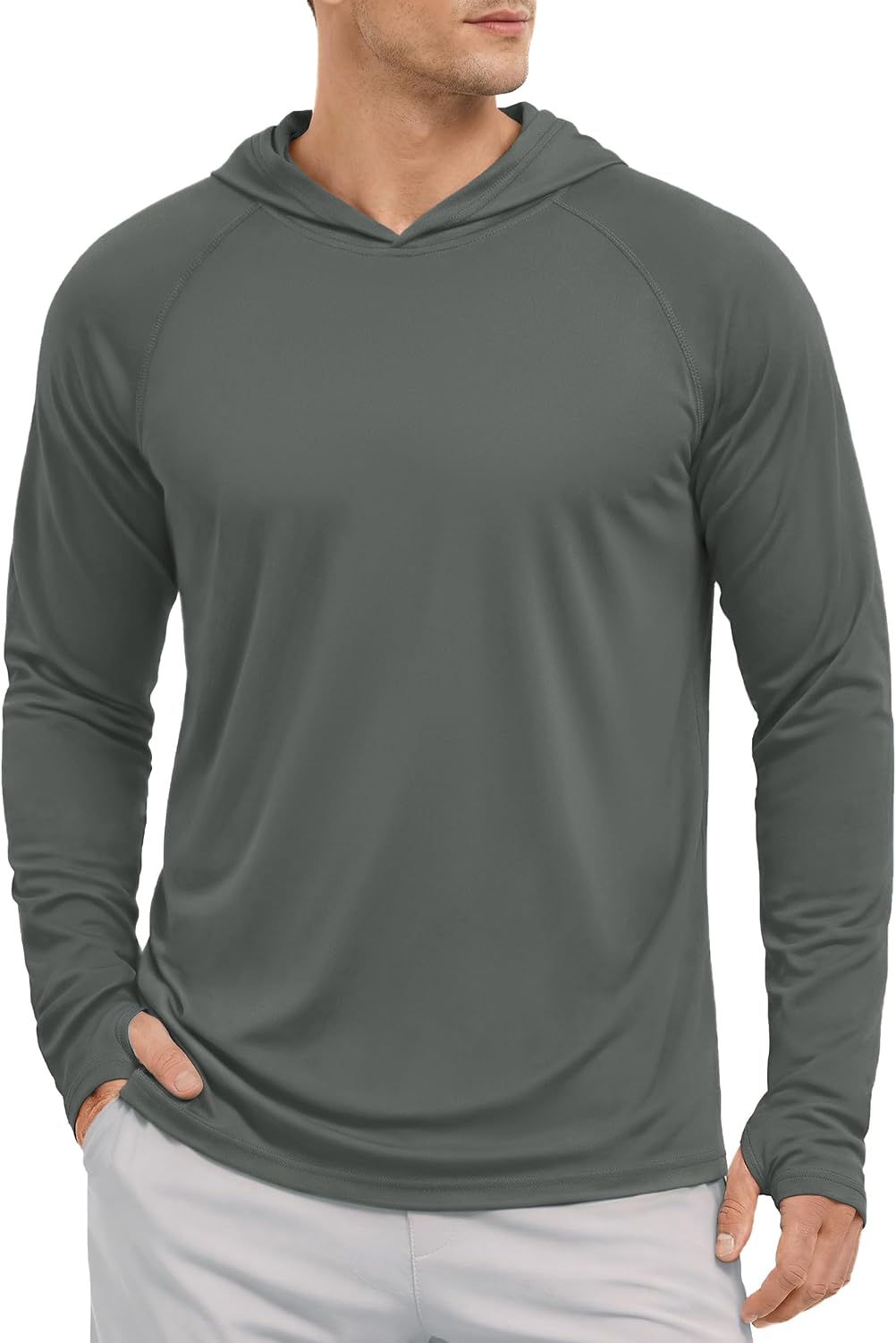 Detalle de KEFITEVD Men's Hoodie: Lightweight UPF 50+ Long-Sleeve Sun Protection Hoodie