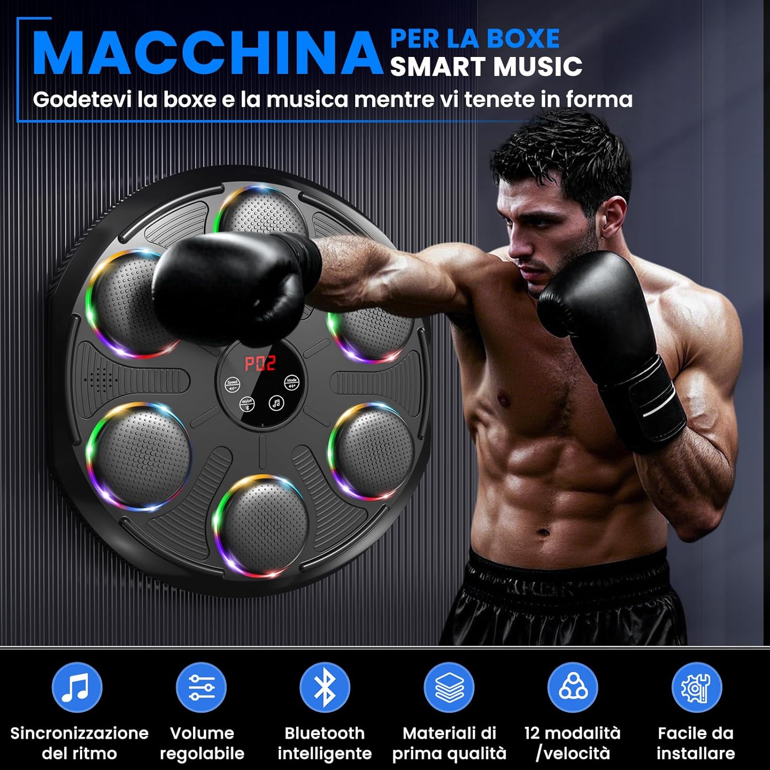 Thumbnail 1 de Infaebo Macchina da Boxe Musicale Extra Large con LED e Bluetooth