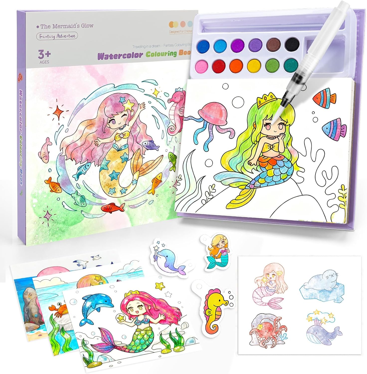 Thumbnail 6 de Einhorn Malbuch mit Wasserfarben – 3-in-1 Bastelset für Kinder ab 3 Jahren