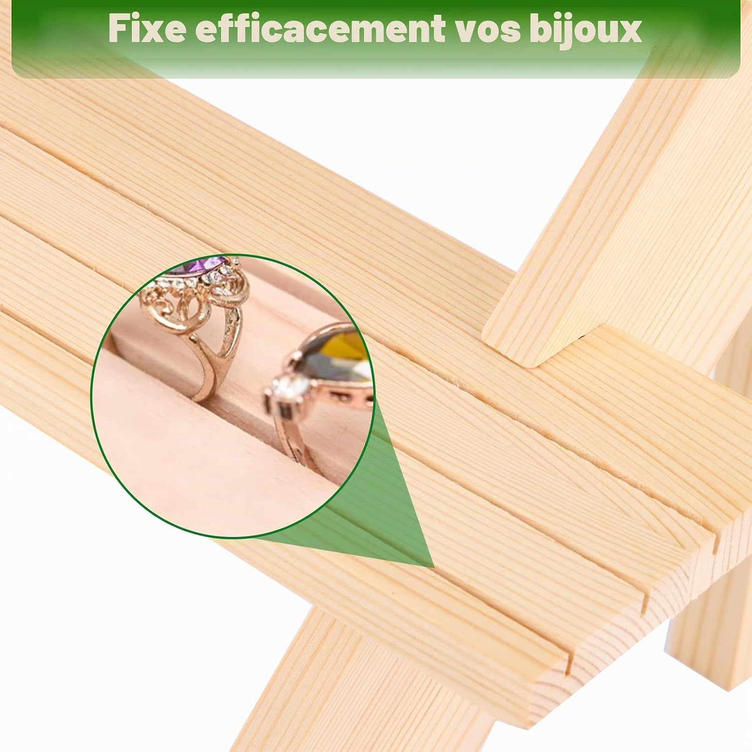 Detalle de AKOLAFE Lot de 2 Présentoirs en Bois 3 Niveaux – Étagère 39 x 30 x 24 cm