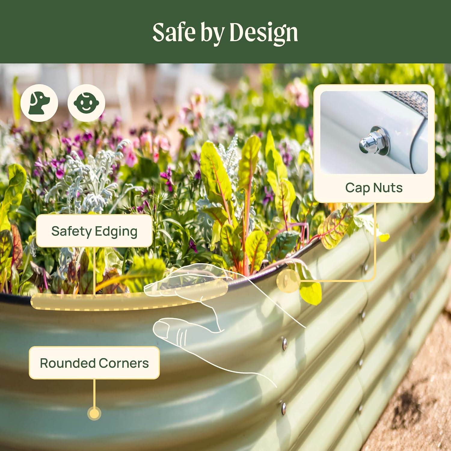 Thumbnail 6 de Vego Garden 32" Extra Tall 4-in-1 Modular Metal Raised Bed, Pearl White