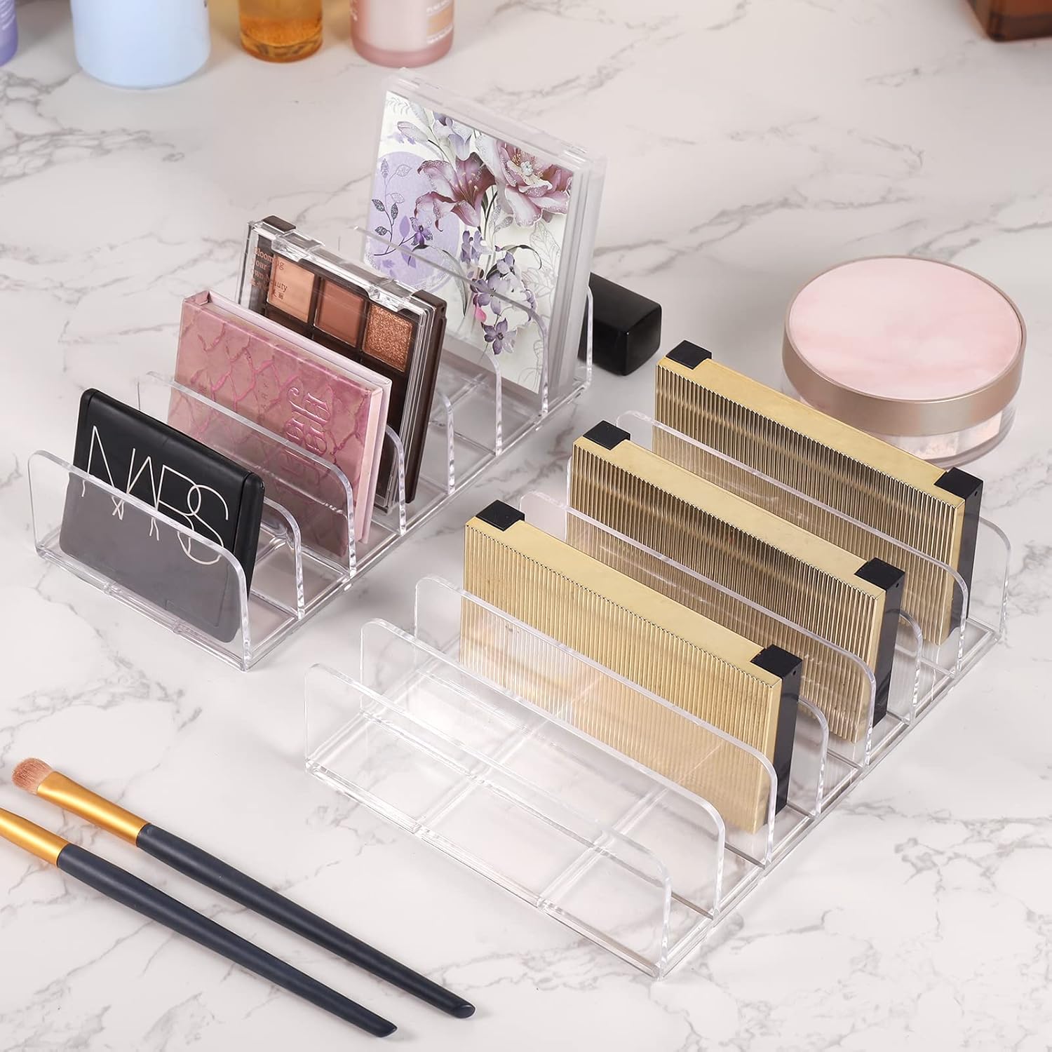 Thumbnail 2 de Fentar 2-Pack Clear Acrylic Eyeshadow Palette Organisers (7 Slots, Compact Desk Storage)