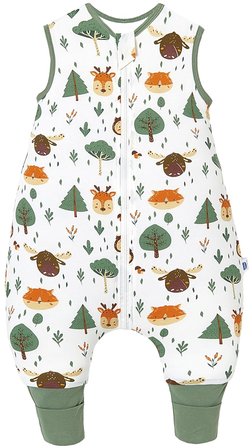 Detalle de Chilsuessy Baby Schlafsack mit Füßen 2,5 Tog (Wald Tiere) – Winter-Schlafstrampler, passend je nach Babygröße