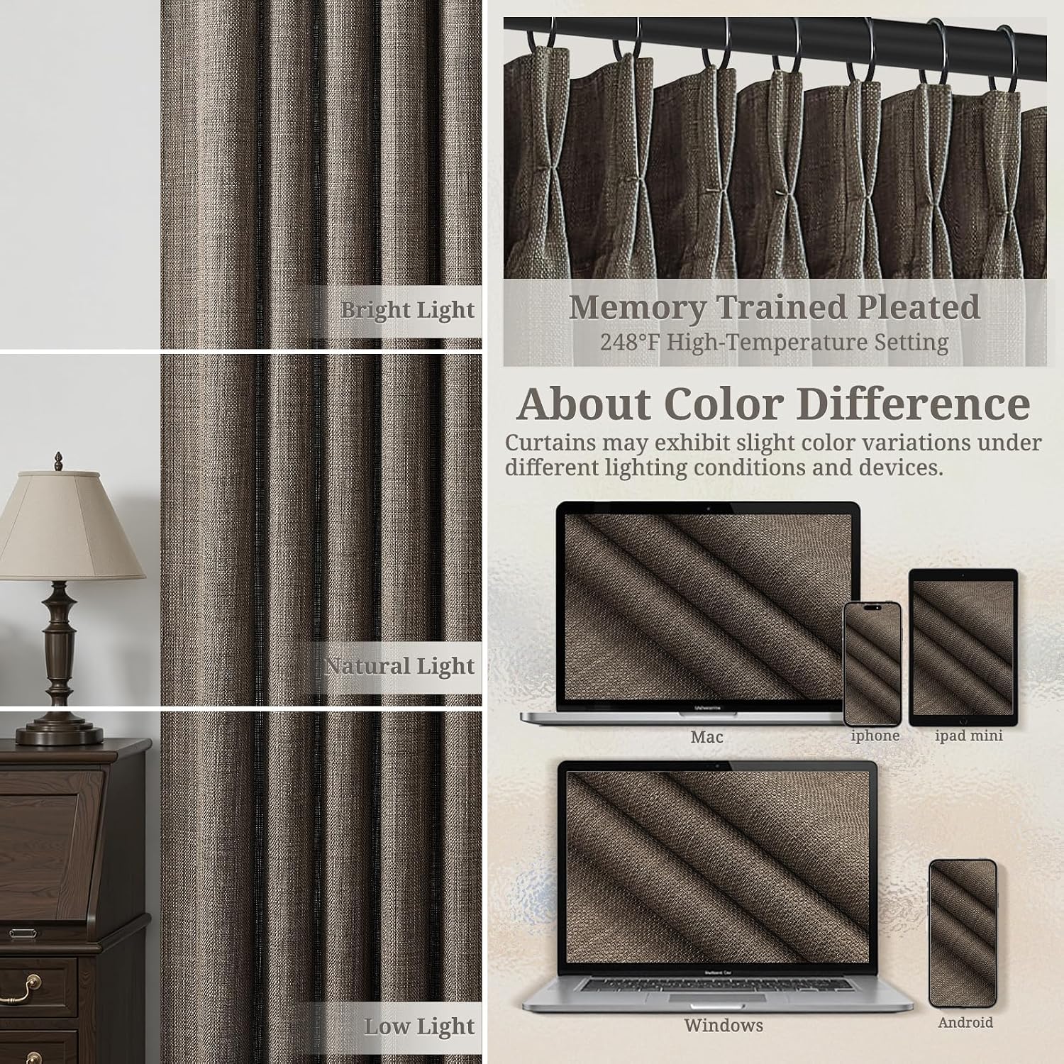 Detalle 2 de Pinch Pleated Curtains, 40 x 90 Inches