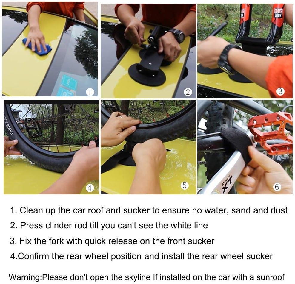 Detalle de ROCKBROS Suction Bike Rack for Car Roof with Quick Release Aluminium Alloy