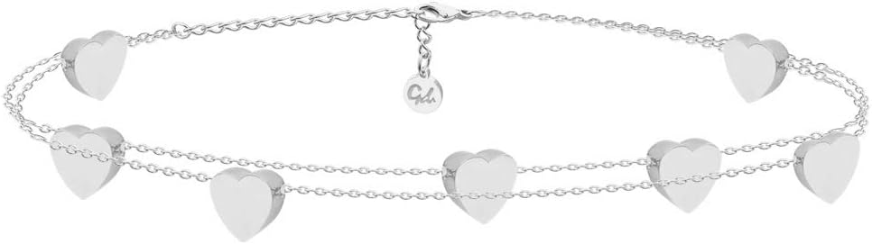 Detalle de GD GOOD.designs Herz Armband für Damen – verstellbares Herzchen-Armband in Silber, Gold oder Roségold