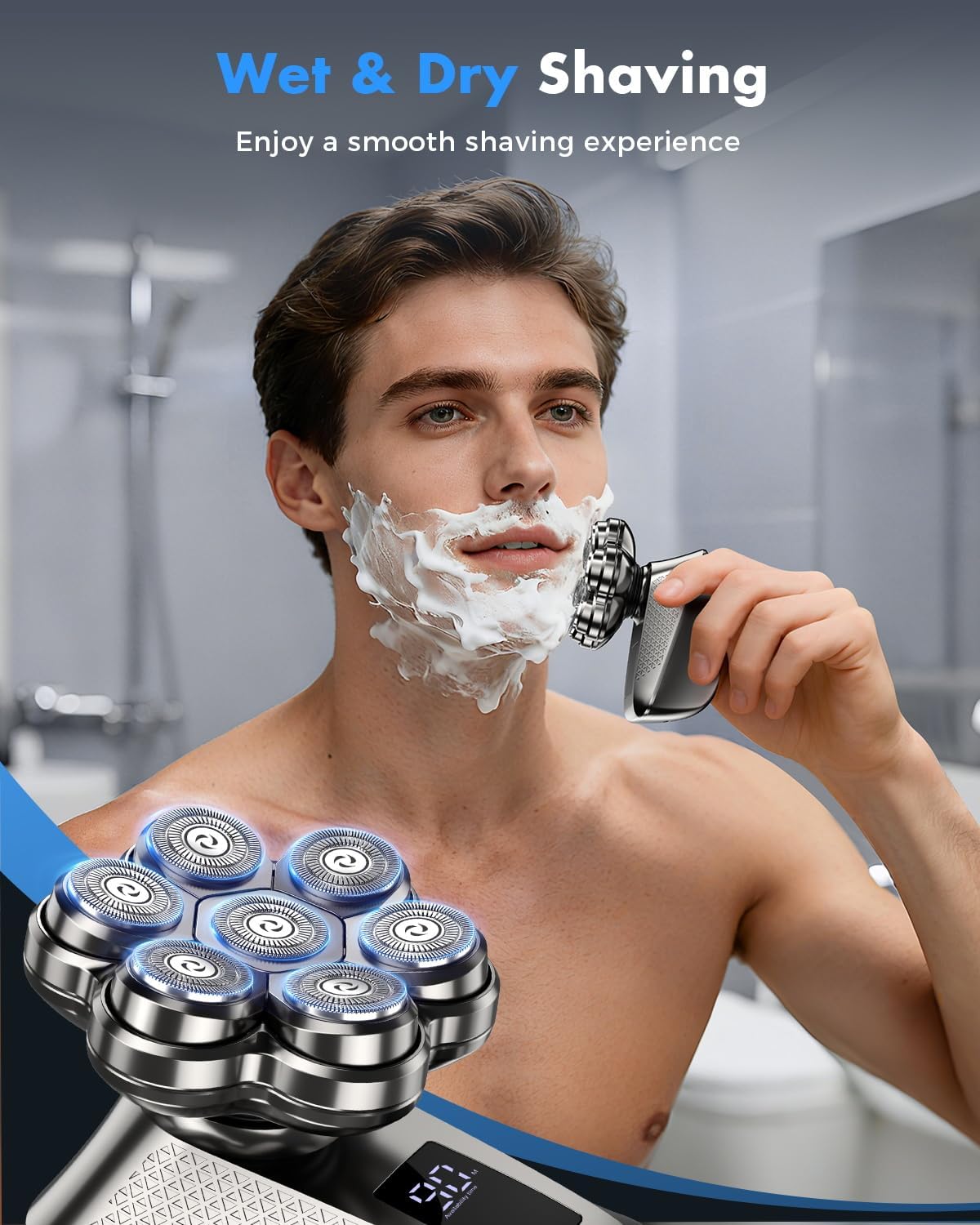 Thumbnail 6 de TEPOTZ 7D Head Shaver for Bald Men – 5-in-1 Wet & Dry Grooming Kit