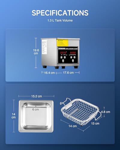 Thumbnail 6 de CREWORKS Ultrasonic Cleaner with Digital Timer & Heater 1.3L