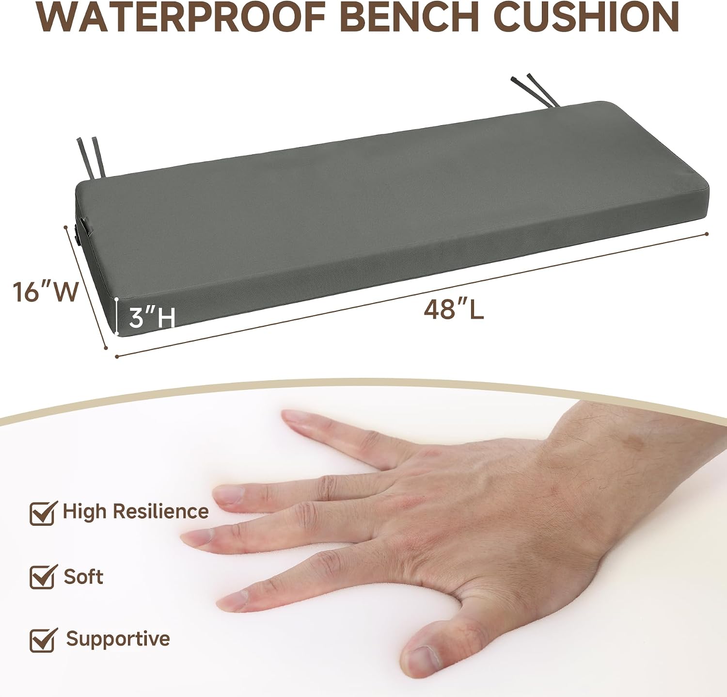 Detalle de Favoyard Outdoor Bench Cushion 48 x 16 x 3 Inch