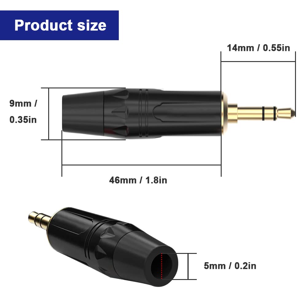 Thumbnail 2 de Xiatiaosann 3.5mm Audio Solder Plug – TRS 3-Pole Heavy Duty Jack (10 Pack)