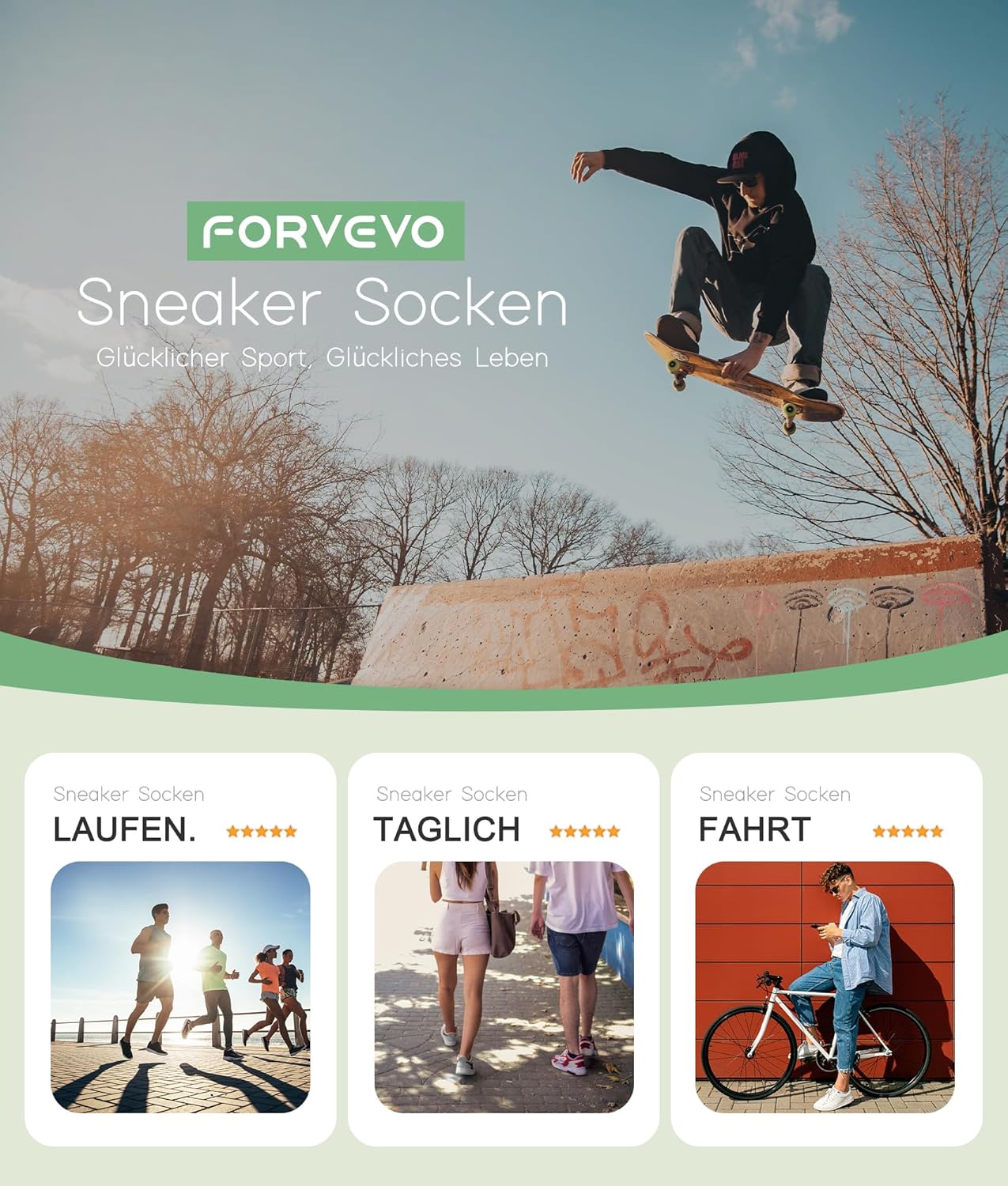 Thumbnail 5 de FORVEVO Sneaker Socken 10 Paar für Sport