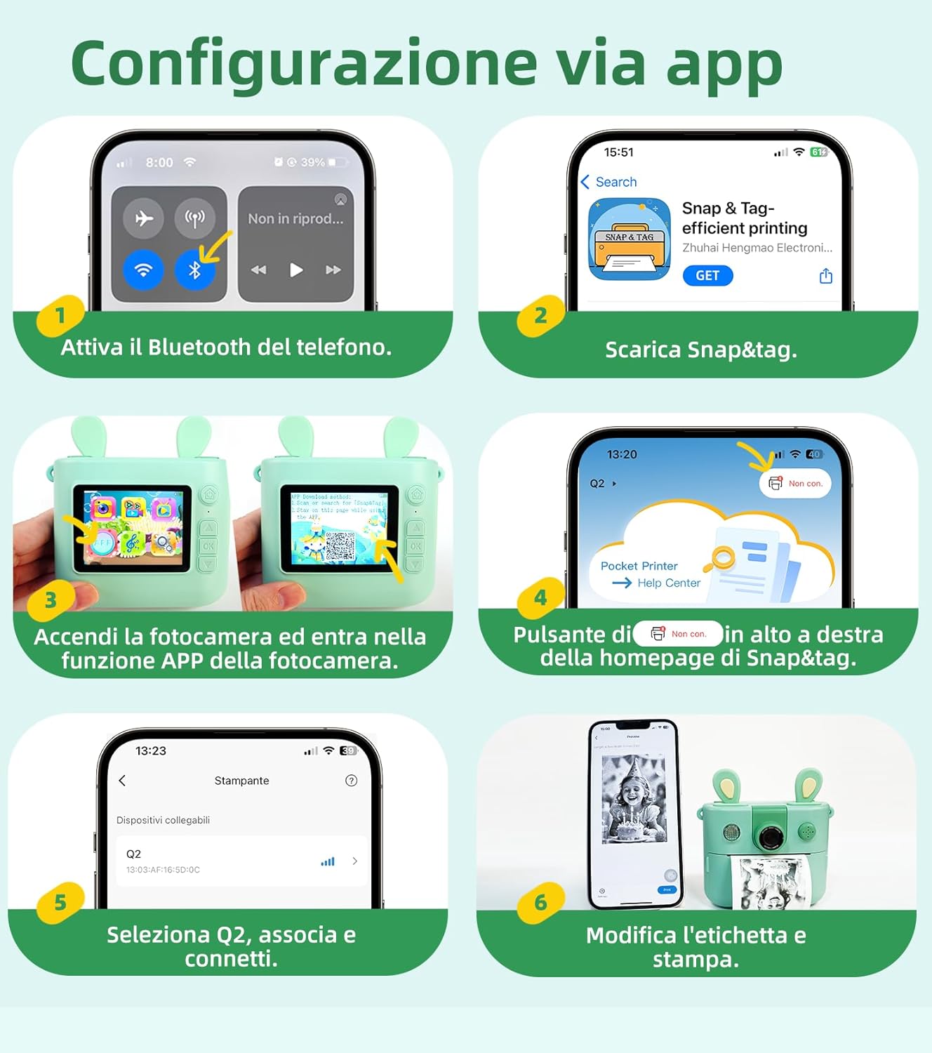 Thumbnail 1 de ORGSTA Macchina Fotografica Bambini istantanea con stampa da cellulare, video e MP3 (3–12 anni)