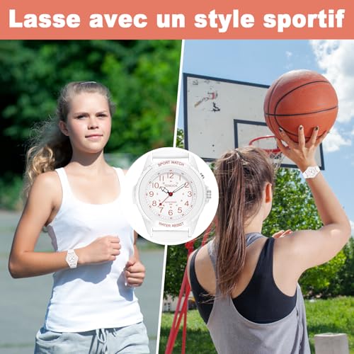 Detalle de TENOCK Montre de sport pour femmes – montre analogique quartz étanche 50 m avec veilleuse