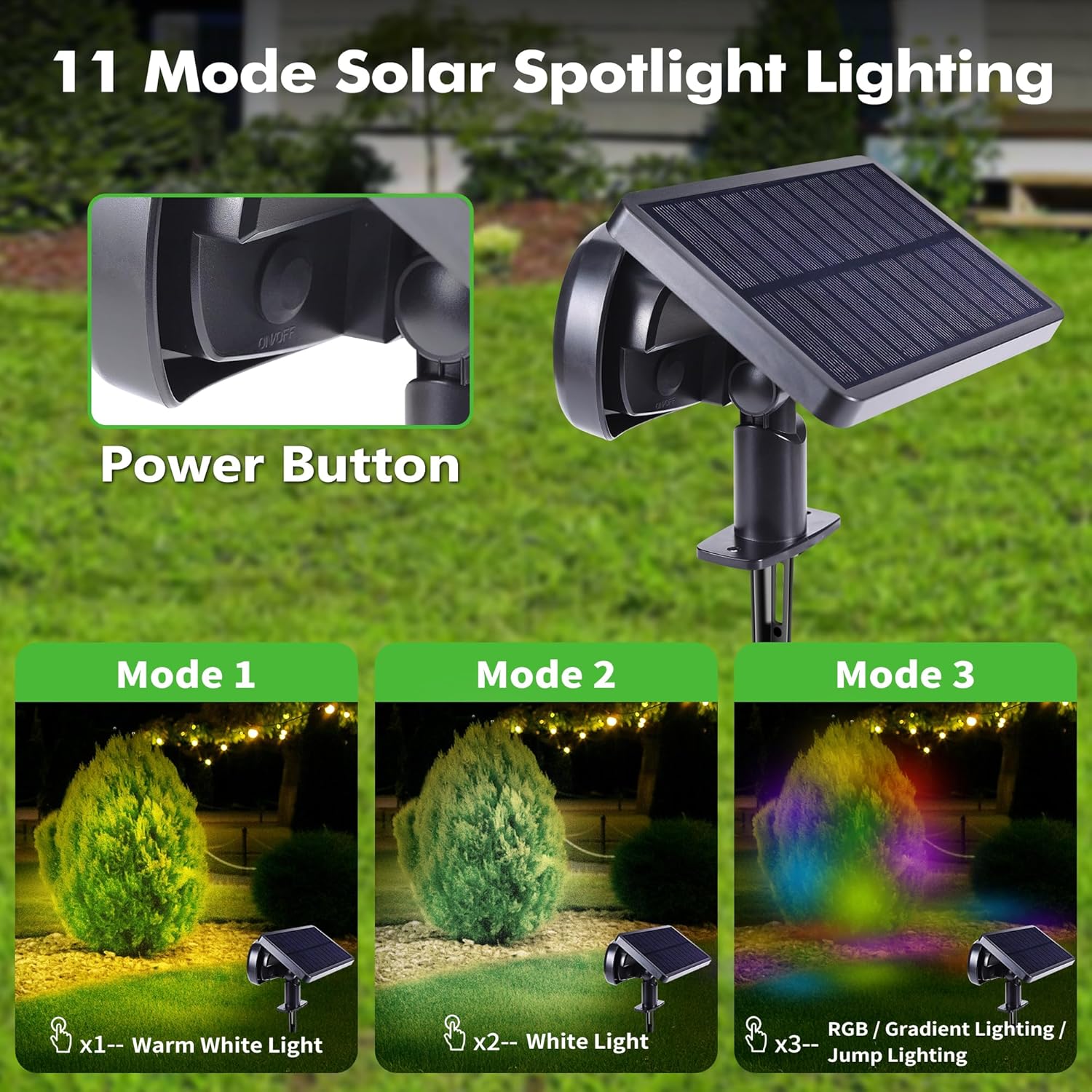 Thumbnail 6 de Moxled Solar-Außenstrahler für Garten 3000K, 2er-Set mit 11 Modi und IP65