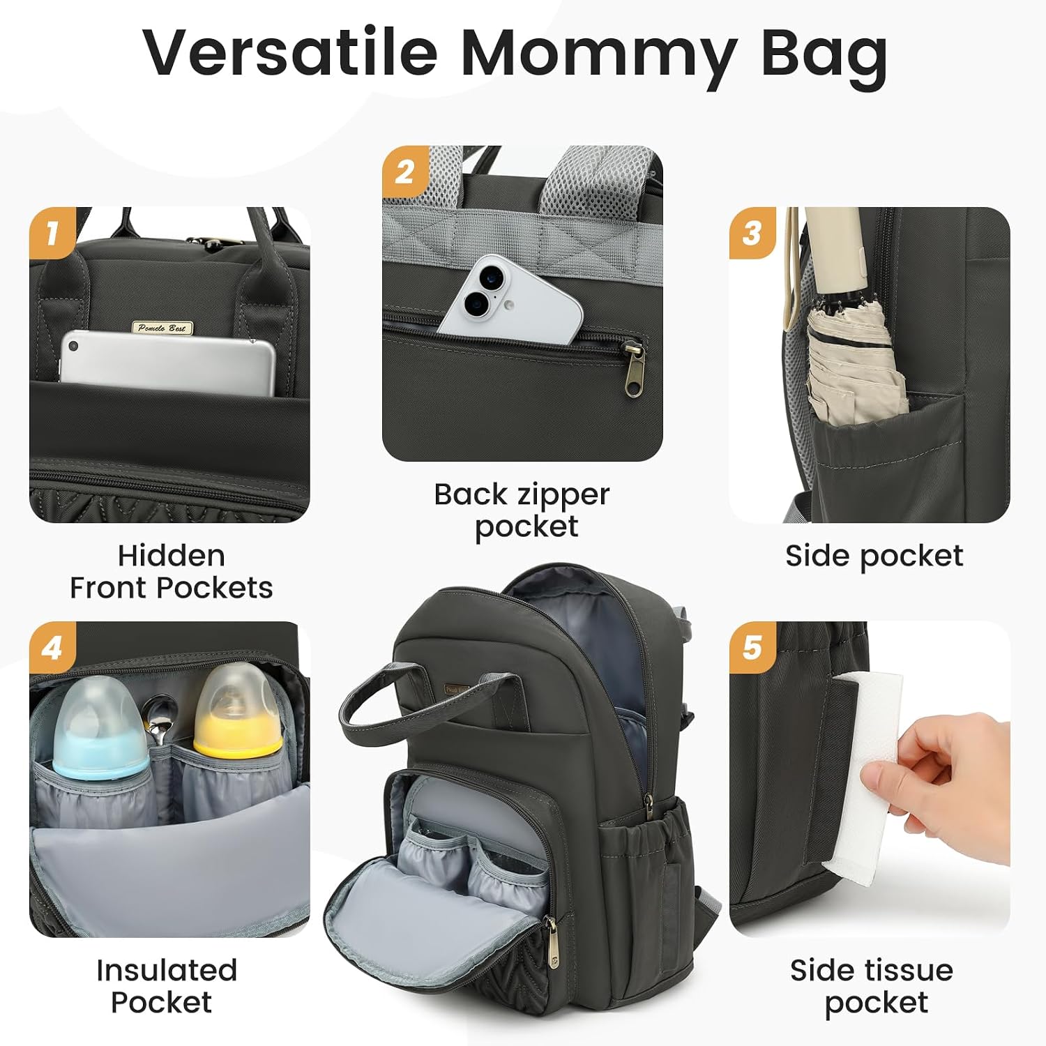 Thumbnail 2 de Pomelo Best Sac à Dos à Langer pour Bébé avec Matelas à Langer – Élegant et Pratique pour le Quotidien