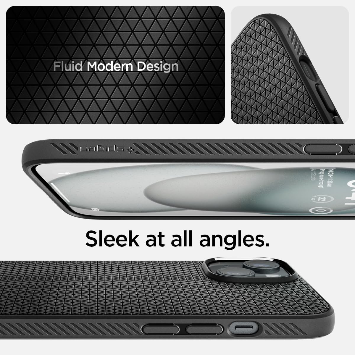Detalle de Spigen Liquid Air pour iPhone 15 : coque TPU antidérapante noire mate