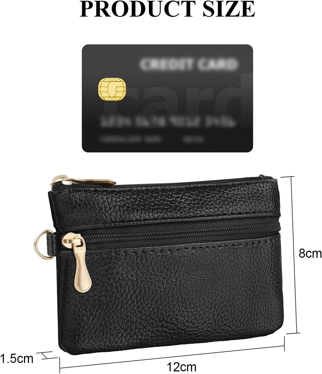Detalle de Aucuu Petit Porte-Monnaie en Cuir – Mini porte-monnaie avec porte-clés et 2 compartiments, 12 × 8 cm