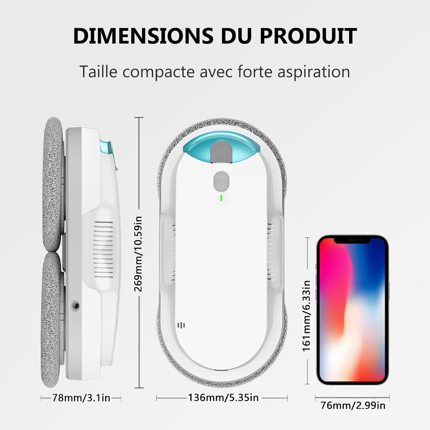 Thumbnail 6 de HIXZAP X1 — Robot Nettoyeur de Vitres avec Spray Ultrasonique Bidirectionnel, Réservoir 85ml et Détection des Bords