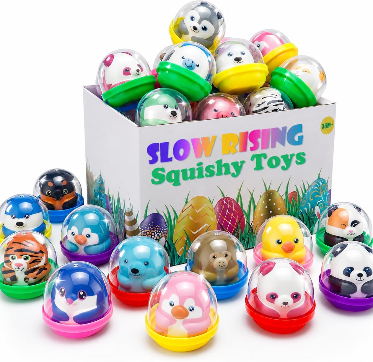 Detalle de 30 Packs Curibble Slow Rising Animals Squishy Toys with Capsules — Party Favors, Classroom Prizes, Stress Relief
