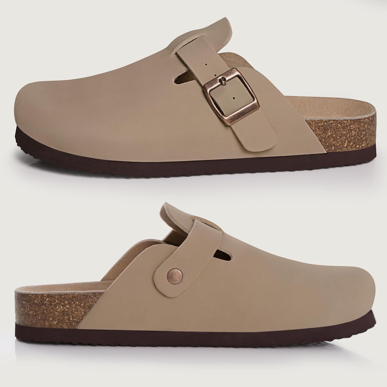 Thumbnail 2 de KIDMI Unisex Vegan Suede Clogs with Cork Footbed and Arch Support (Leather Mules)