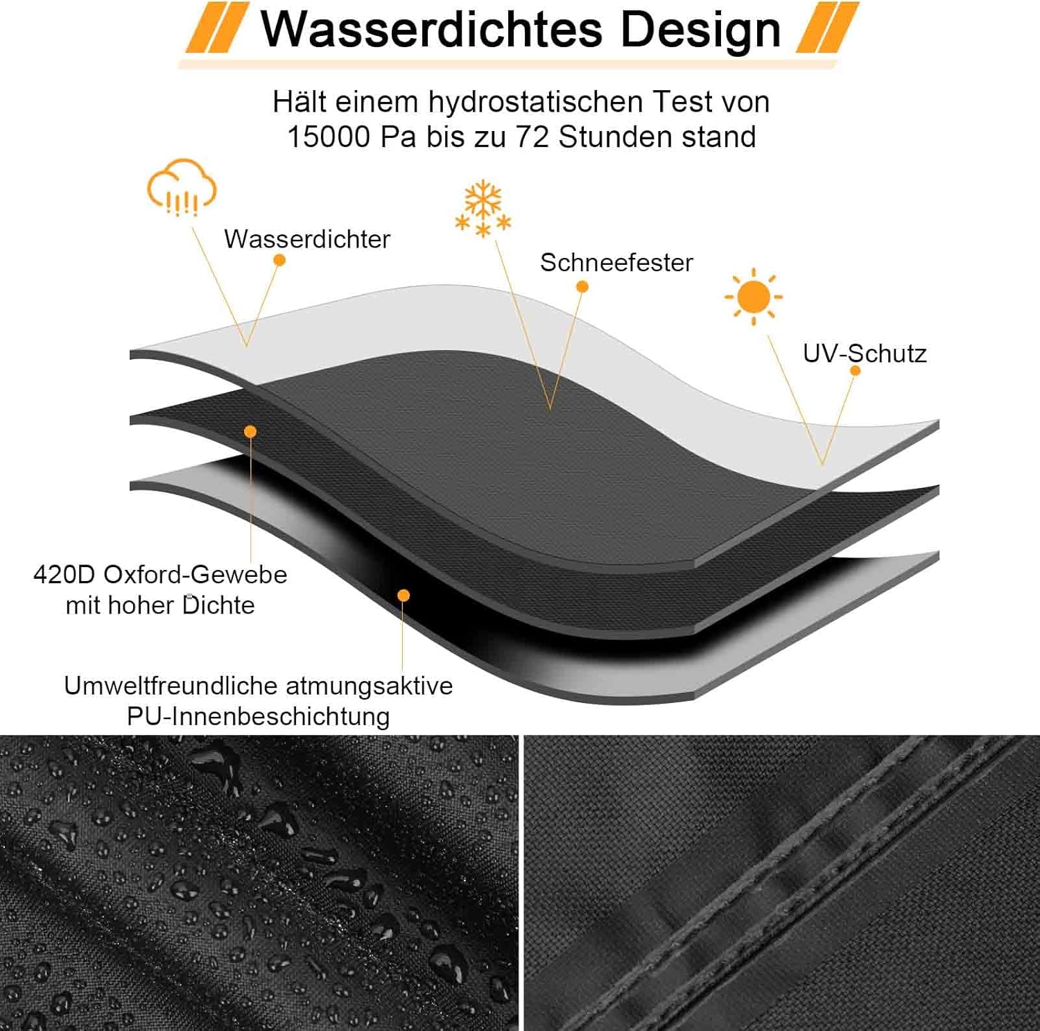 Detalle de Ezilif Gartenstuhl Abdeckung 420D Oxford – wasserdicht, winddicht und UV-beständig (80x85x60/90 cm)