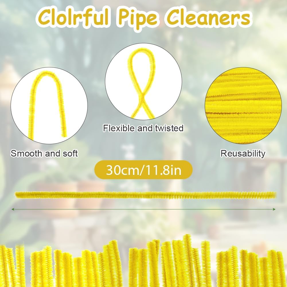Thumbnail 1 de Ainiv 200Pcs Yellow Pipe Cleaners for Craft – 30cm Chenille Stems for DIY Arts & Crafts