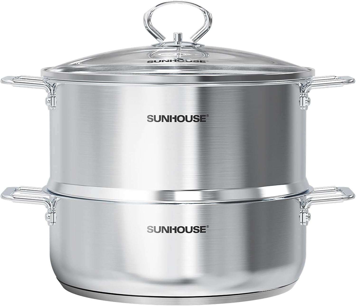 Detalle de SUNHOUSE 2-Tier Stainless Steel Steamer Pot 5.5 QT 🍲
