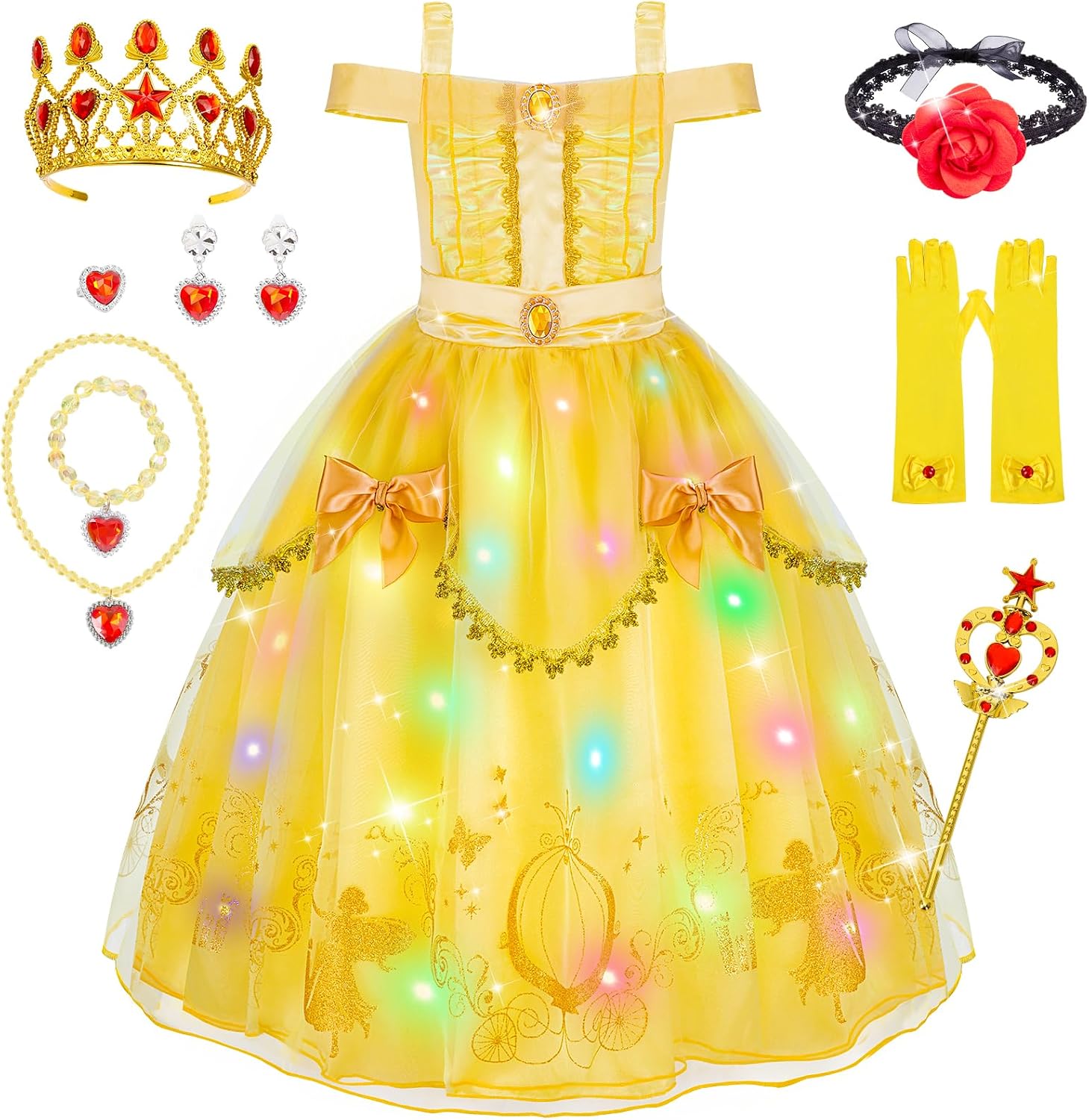 Detalle de WIKITOT Princess Costume Light Up Dress 3-10