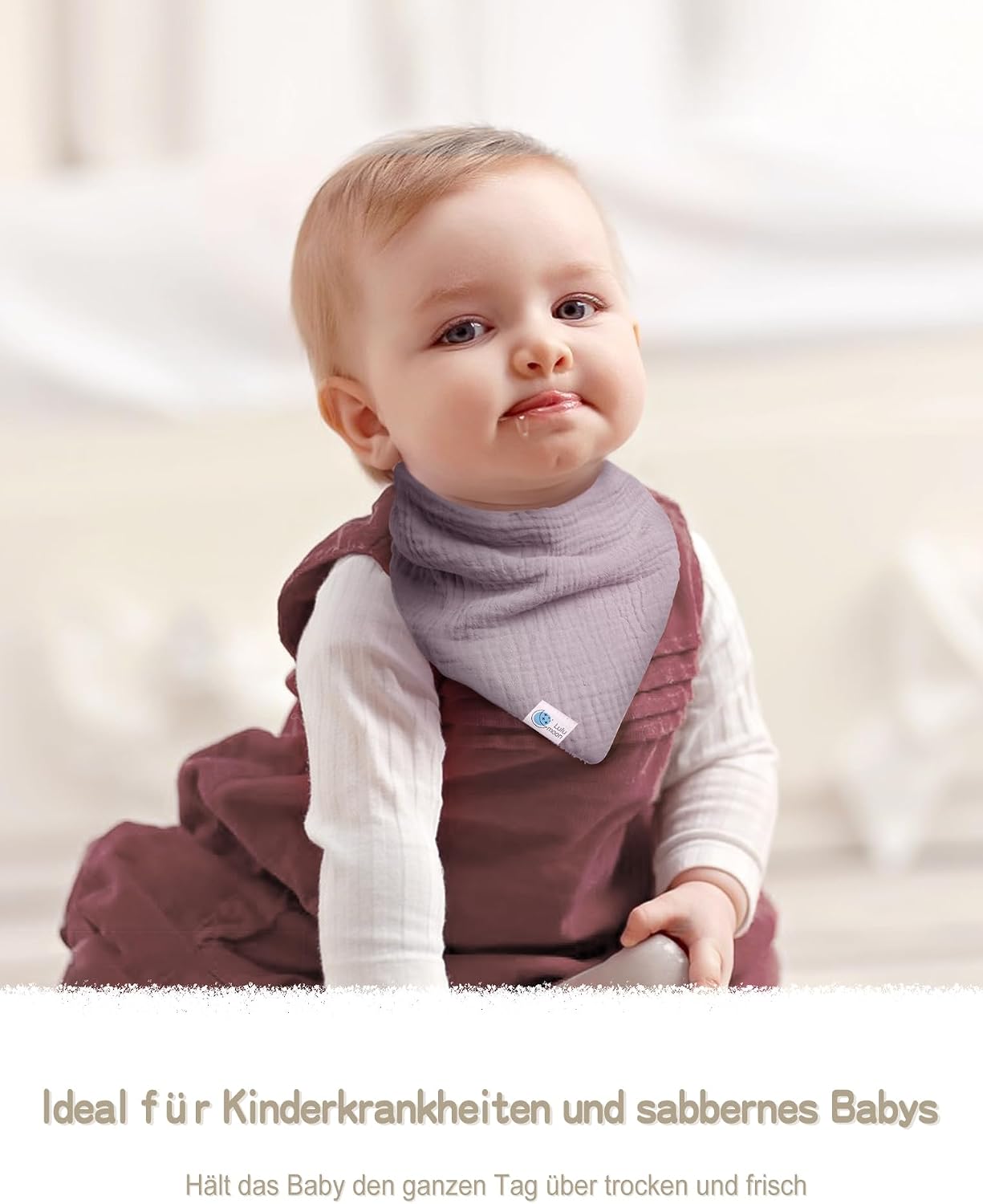 Thumbnail 5 de lulumoon Dreieckstuch aus Musselin – Unisex Baby-Lätzchen aus Musselin und Frottee, 3 Größen
