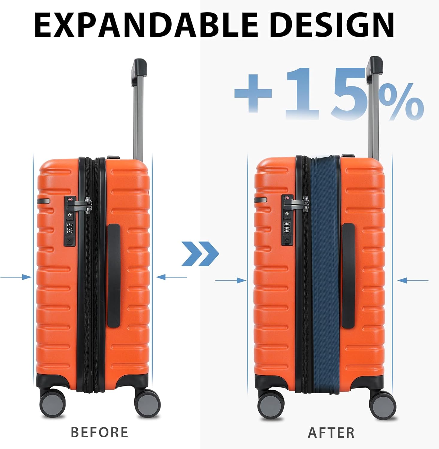 Detalle de EMPSIGN Bagage cabine rigide extensible 20 Inch – orange