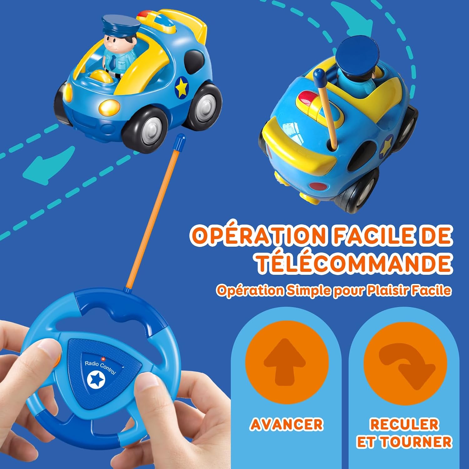 Detalle 1 de Pup Go NO.6601 afstandsbestuurbare politieauto met muziek en knipperlichten