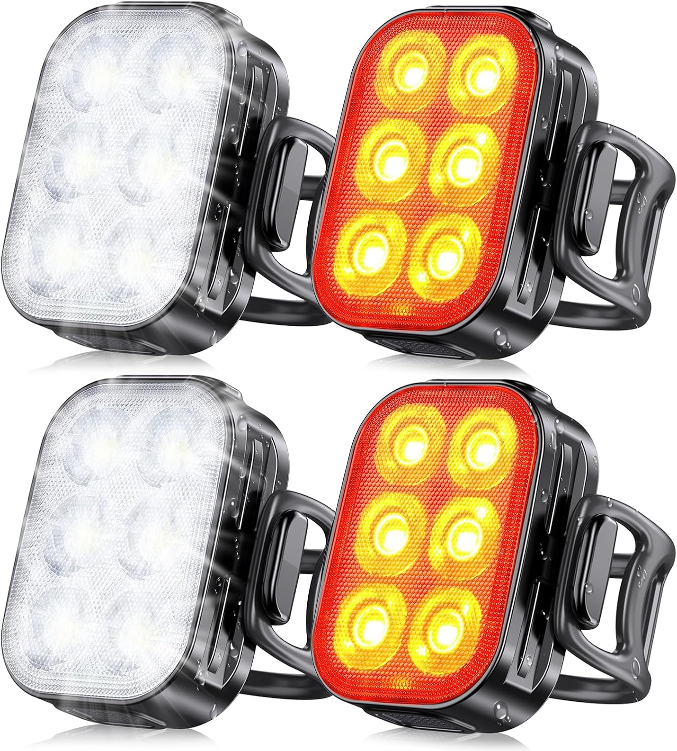 Glangeh Ultra Slim rechargeable bike lights set (front + rear) with 4+6 modes, IP65