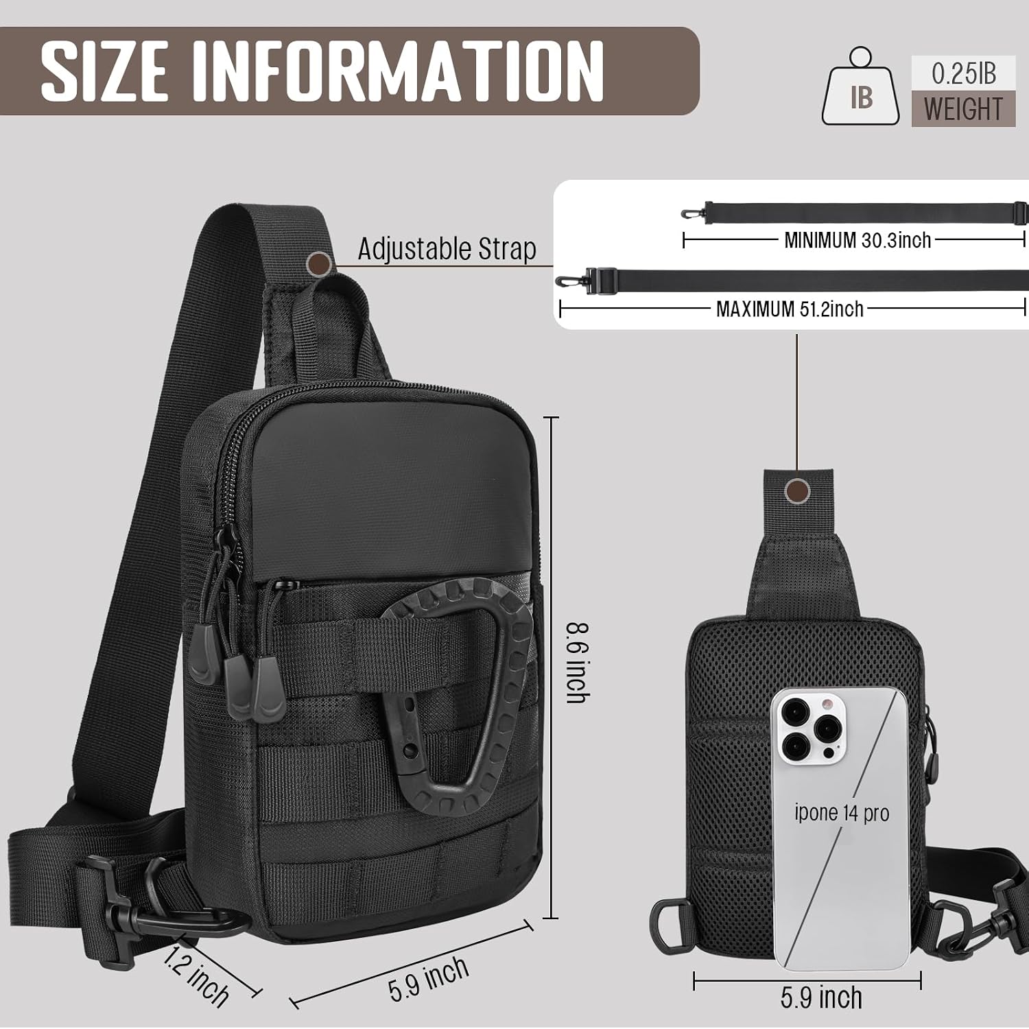 Detalle 2 de DEYACE Small Sling Bag 8.6 in
