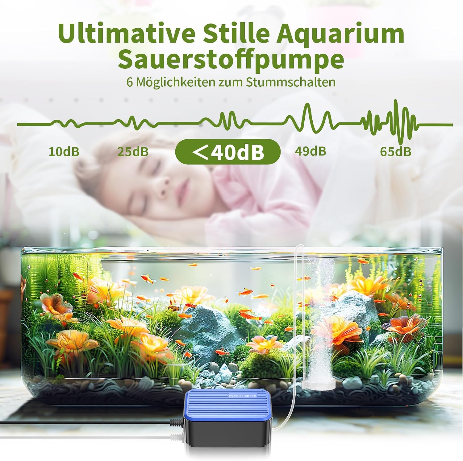 Detalle de Forever Speed Leise Aquarium Luftpumpe 2 W