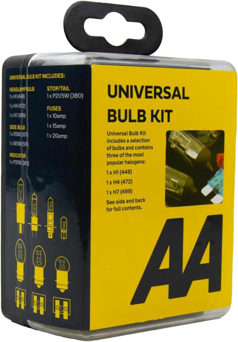 Thumbnail 1 de AA0552 AA Compact Universal Car Bulb/Fuse Kit – Halogen Bulbs Included (H1, H4, H7) in Black/Silver