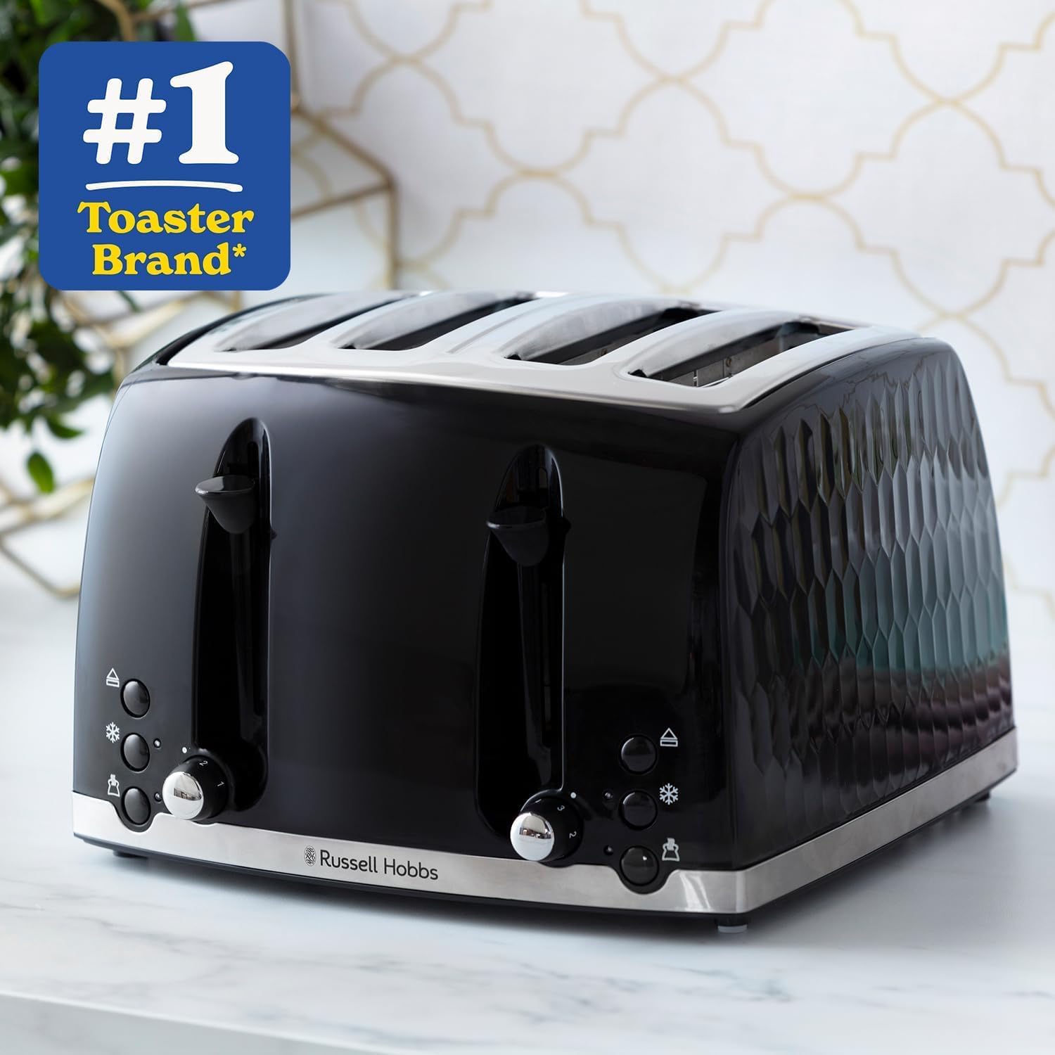 Detalle de Russell Hobbs Honeycomb 4 Slice Toaster (26071) with Independent Wide Slots
