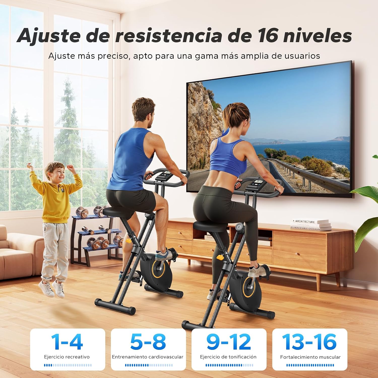 Detalle 2 de MERACH Bicicleta Estática Plegable 135 kg