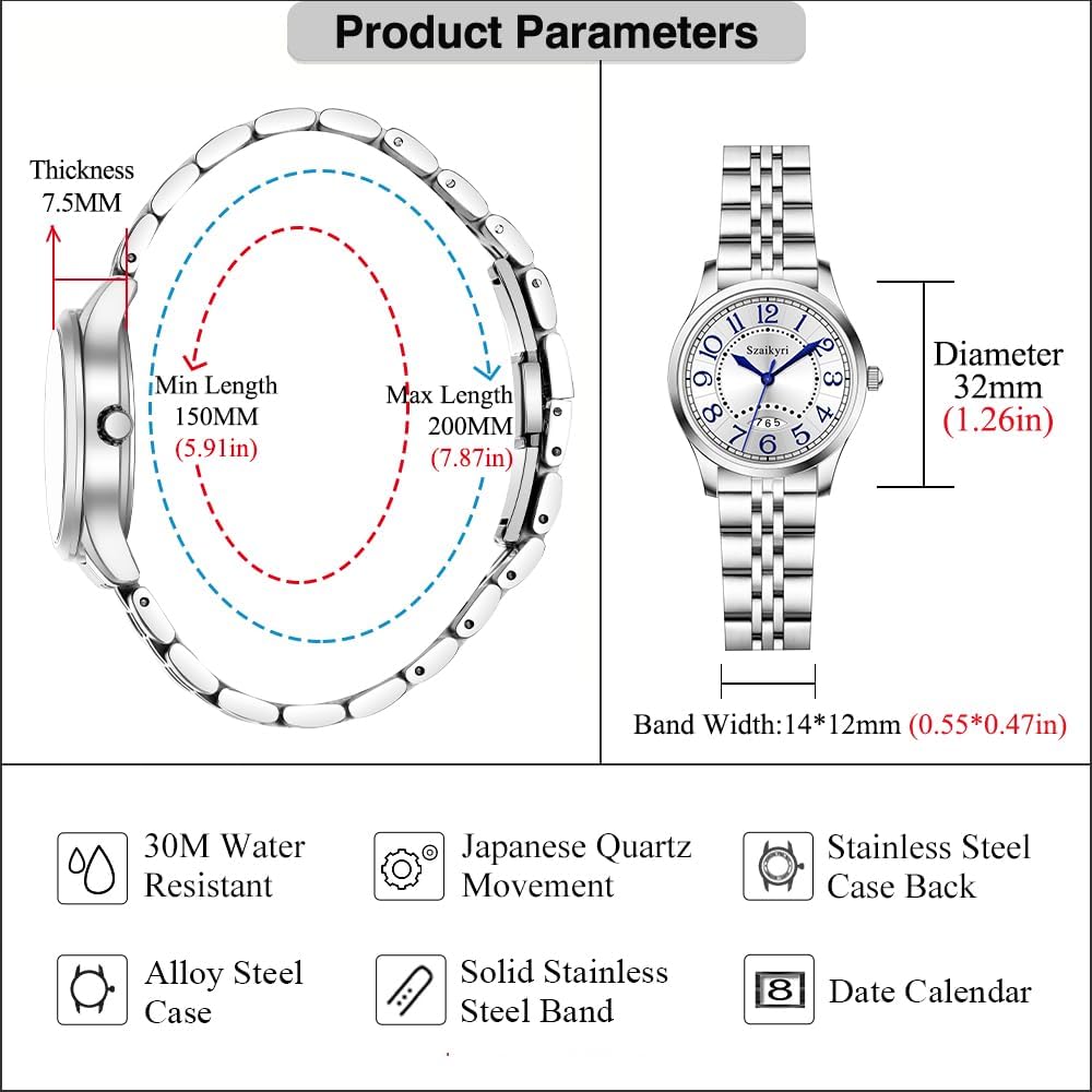 Detalle de Szaikyri Montre Classique pour Femmes — Lisibilité optimale et mouvement japonais fiable