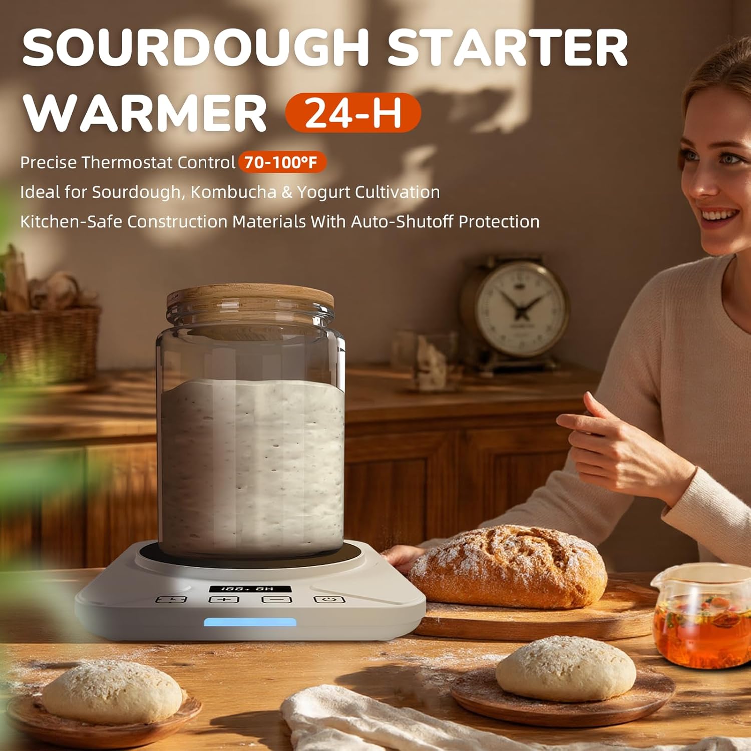Thumbnail 1 de Sourdough Starter Warmer Mat 40oz jar capacity 🍞