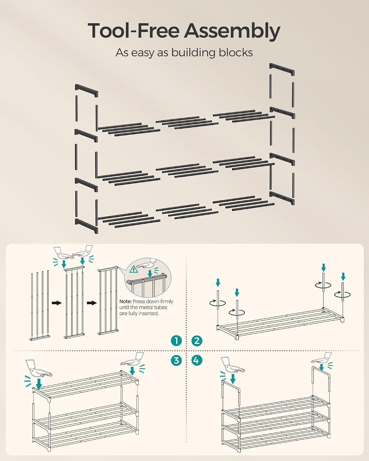 Thumbnail 6 de SONGMICS Shoe Rack, 3-Tier