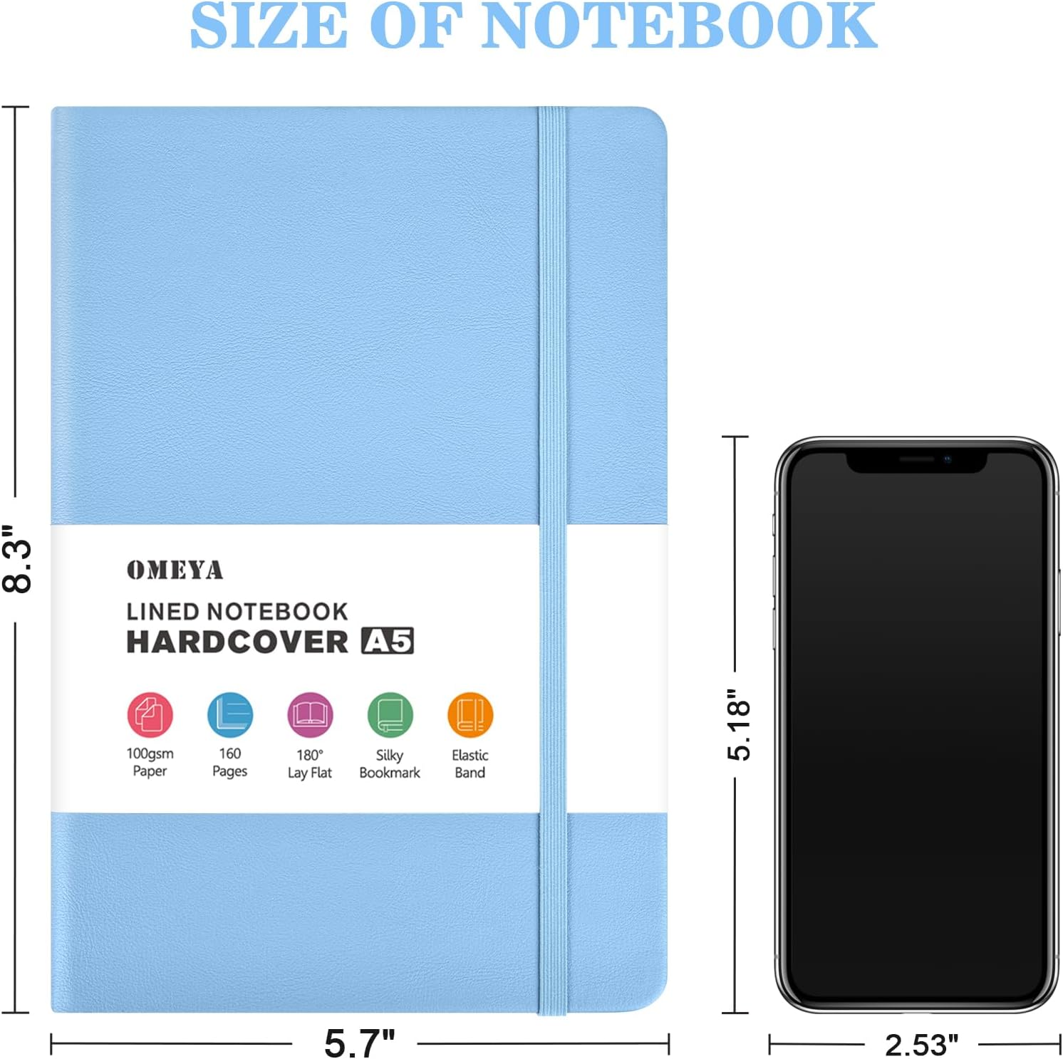 Thumbnail 5 de OMEYA 4-Pack A5 Ruled Notebooks, 100 gsm Paper, Faux-Leather Covers