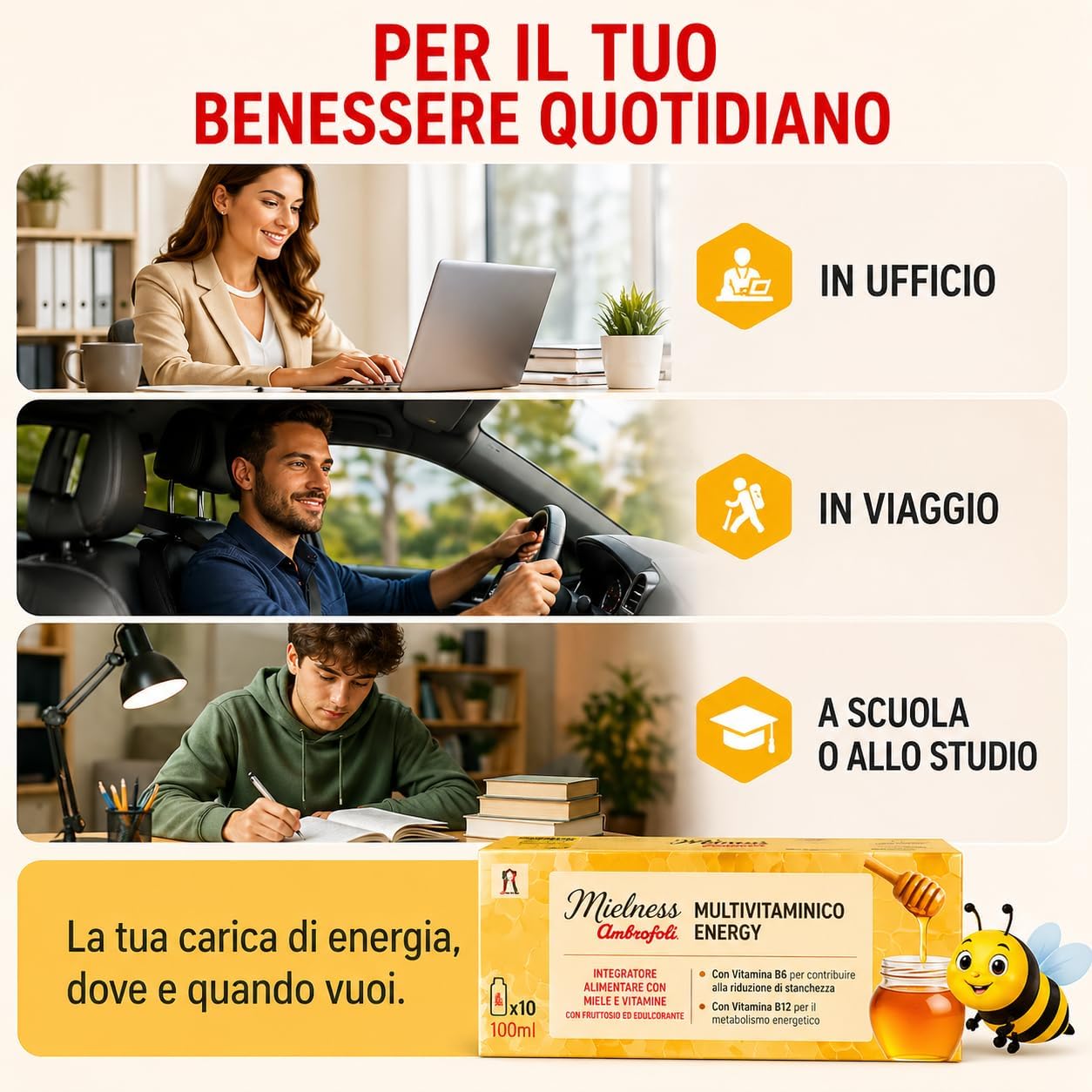 Thumbnail 4 de Ambrosoli Multivitaminico Energy con Miele – Integratore per Stanchezza e Affaticamento (10 flaconcini da 10 ml)