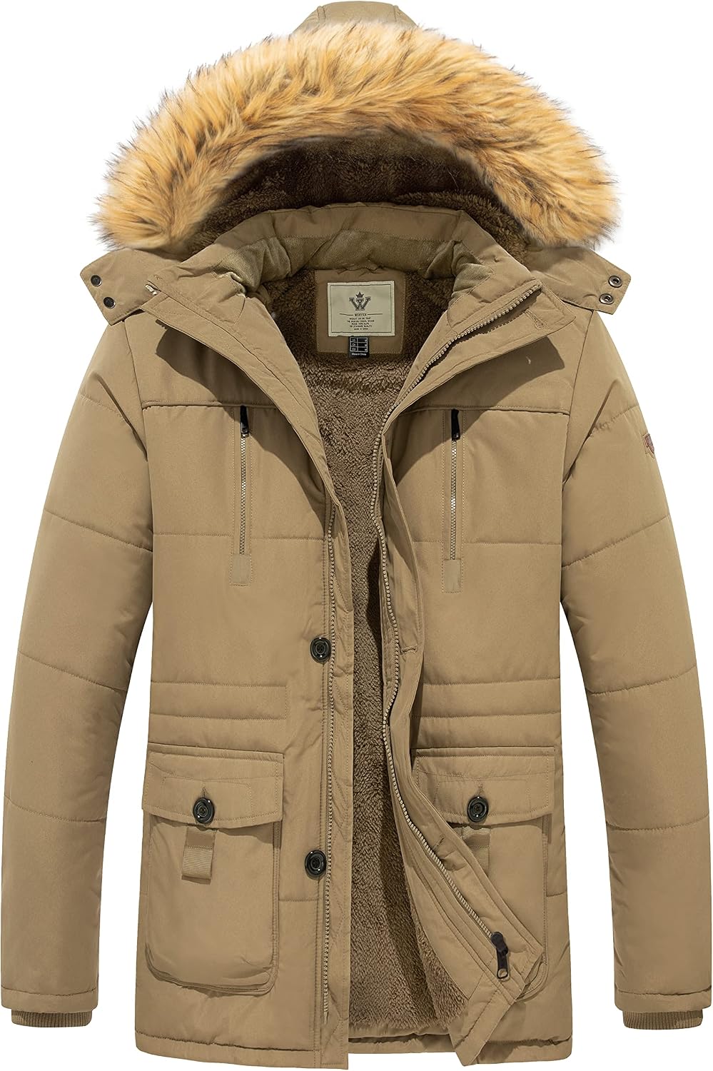 Detalle 2 de WenVen Fleece Windbreaker Parka with Removable Hood