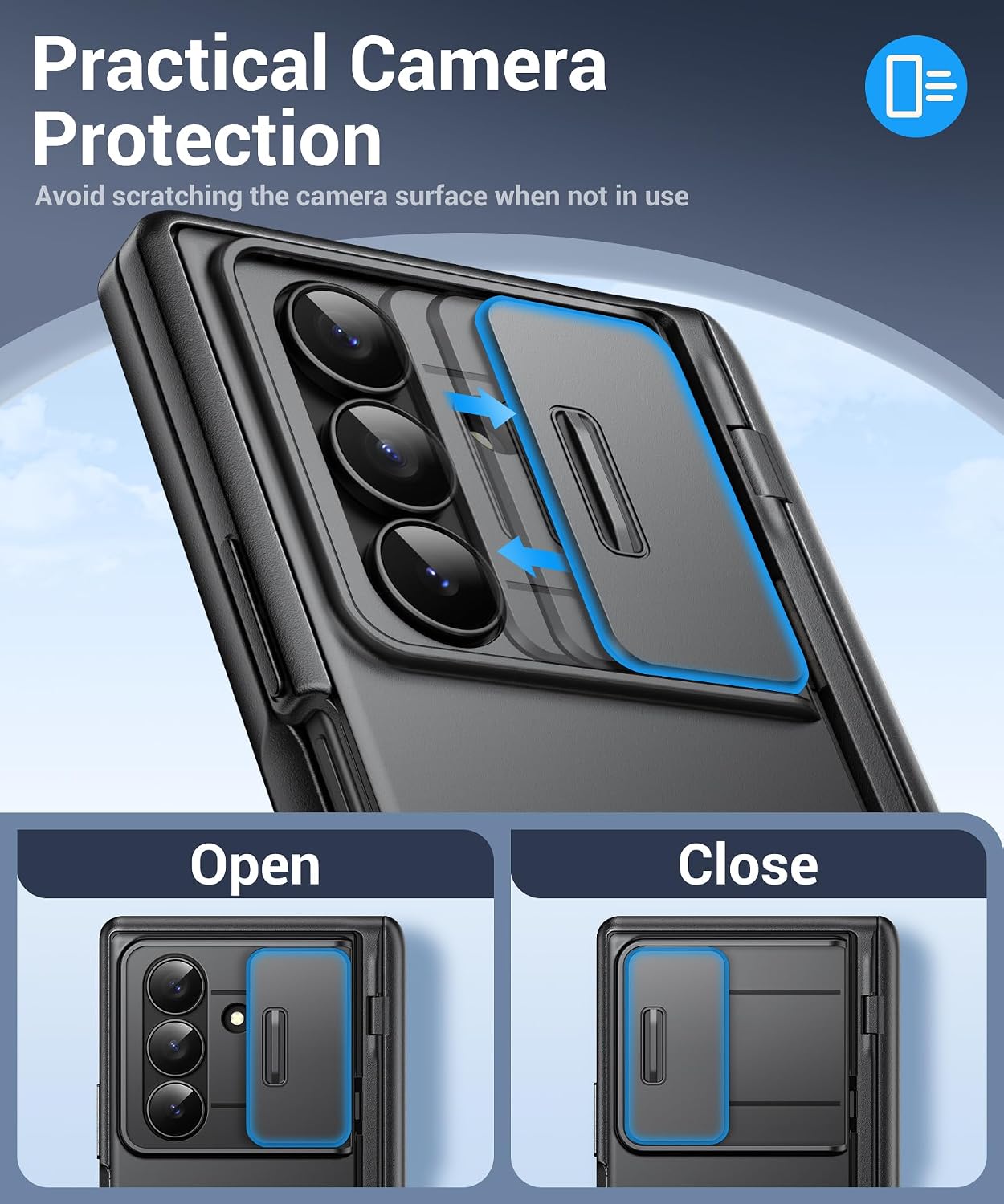 Detalle 2 de BERFY Samsung Galaxy Z Fold 7 privacy case with kickstand