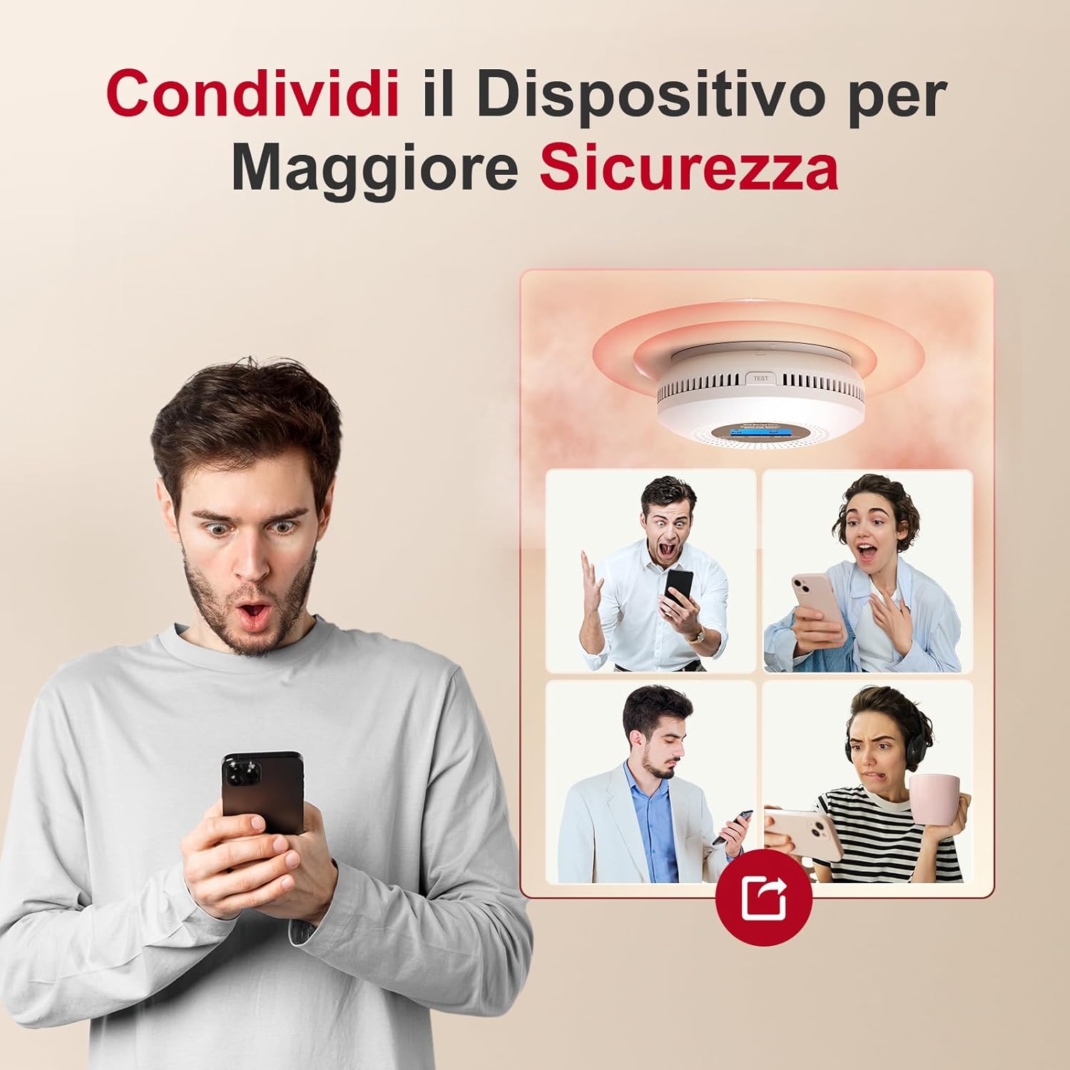 Thumbnail 2 de PHYSEN WiFi Rilevatore di Fumo e Monossido 10 anni