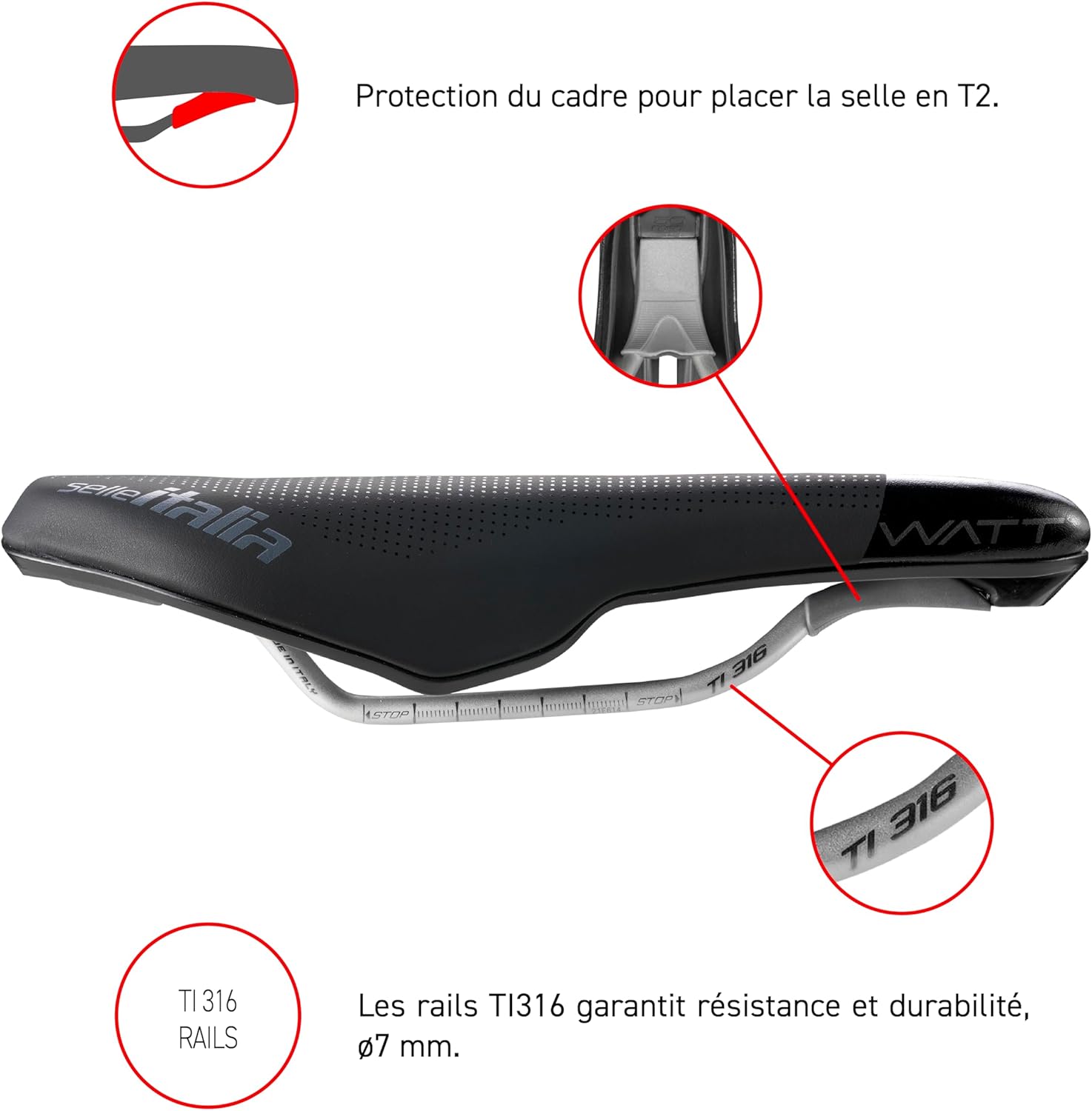 Thumbnail 6 de Selle WATT Gel Superflow TI noir - U3 (Nera) : selle de triathlon orientée confort