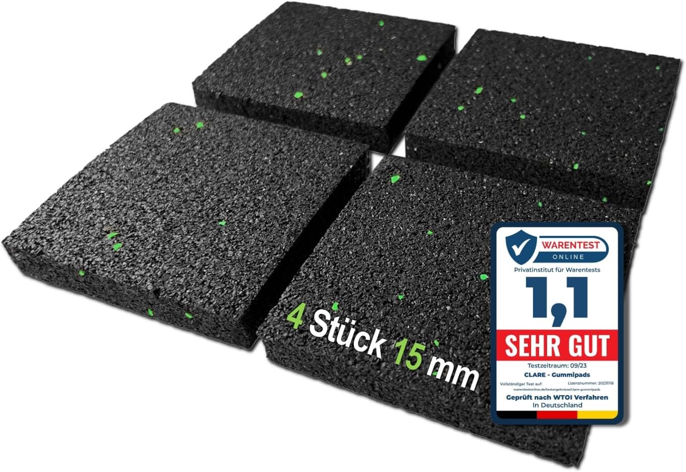 CLARE Premium Schwingungsdämpfer – rutschfeste Unterlage für Waschmaschine & Trockner (90 x 90 mm)